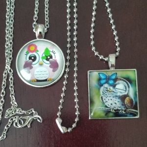 Two adorable owl necklaces